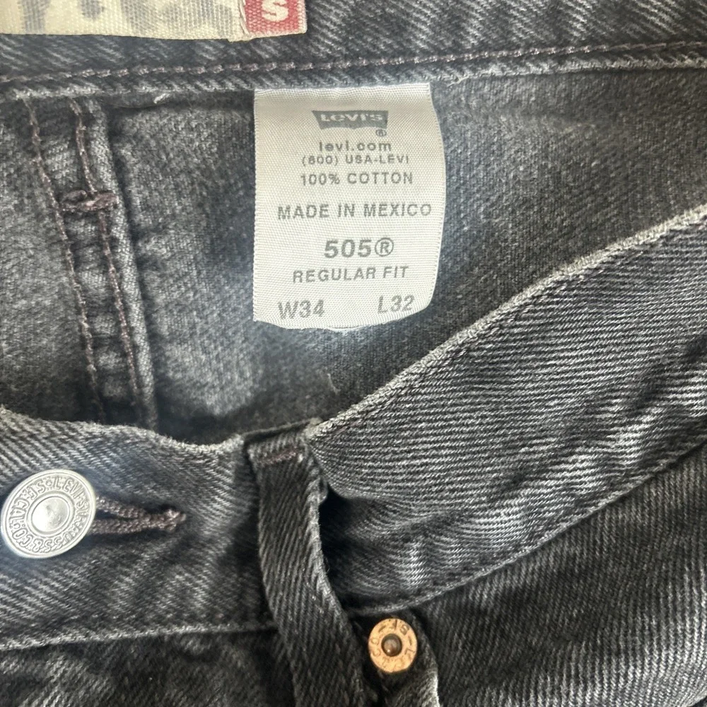 Levi's 505 Regular Fit Mens Jeans Black Size 34x32 Denim Y2K‎ VTG
